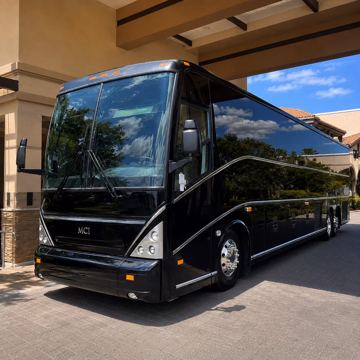 charter buses for attendees arriving at new rochelle metro north