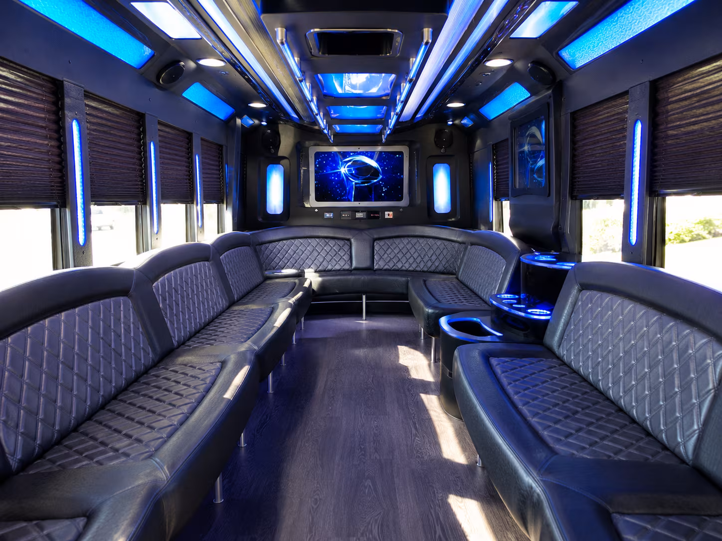 new rochelle 28 passenger party bus inside
