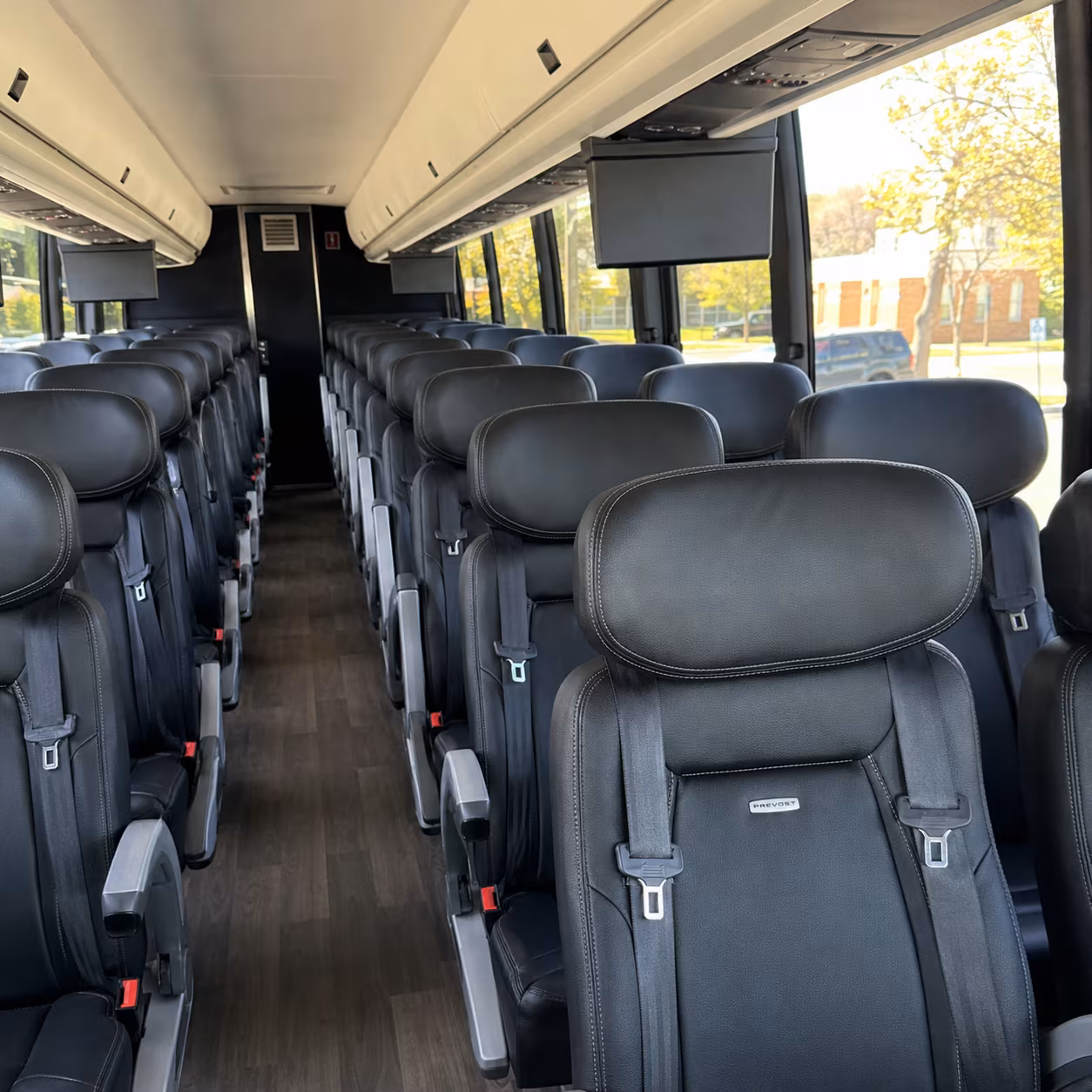 new rochelle 45 passenger charter bus inside
