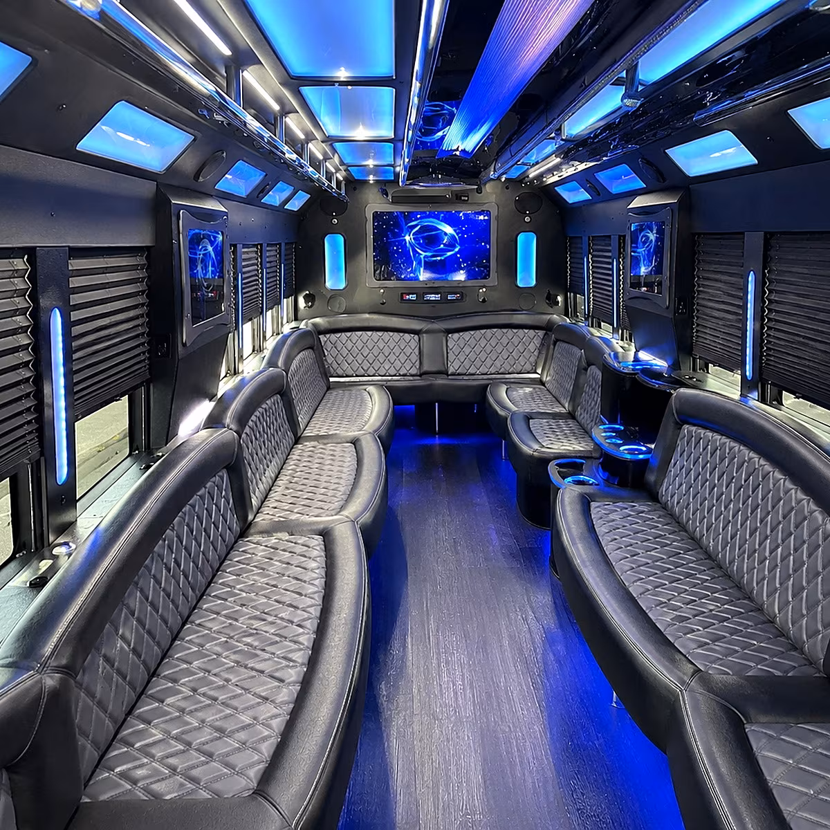 new rochelle 50 passenger party bus interior